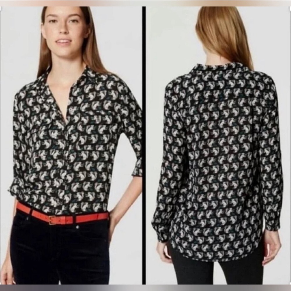 Black and White Patterned Button-Up Shirt